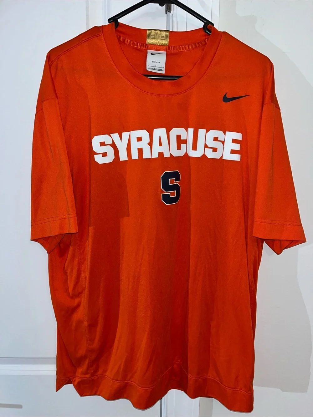 Nike Elite Syracuse Orange Work out SS Poly Gym Team T Shirt